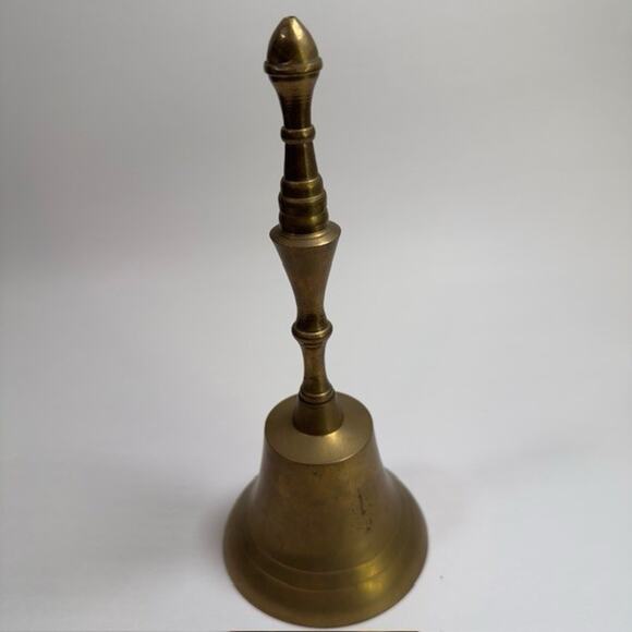 Brass Hand/ Call Bell, Table Dinner School Wedding Decor Vintage - Picture 7 of 8